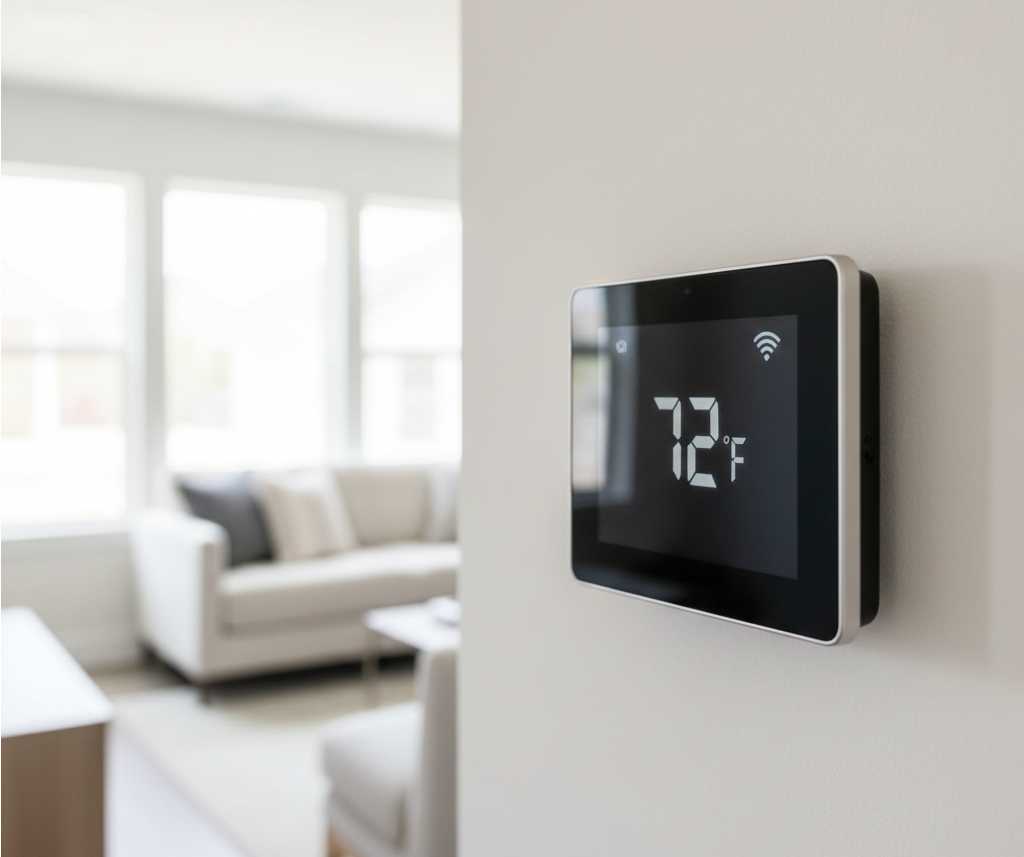 Smart home features in new Omaha homes - smart thermostat for energy efficiency