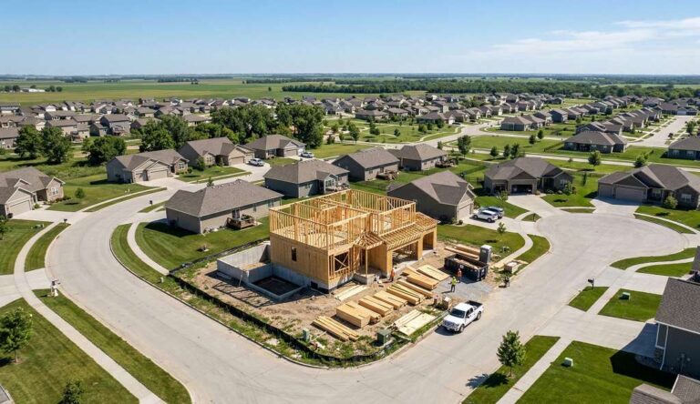 Cost to build a house in Nebraska - new home construction site in Omaha metro
