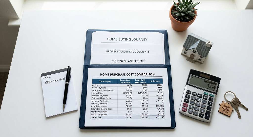 Building vs buying a home cost comparison with calculator and documents