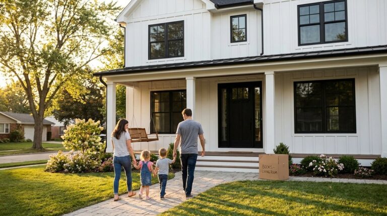 Family touring a finished quick move-in home in Omaha, Nebraska