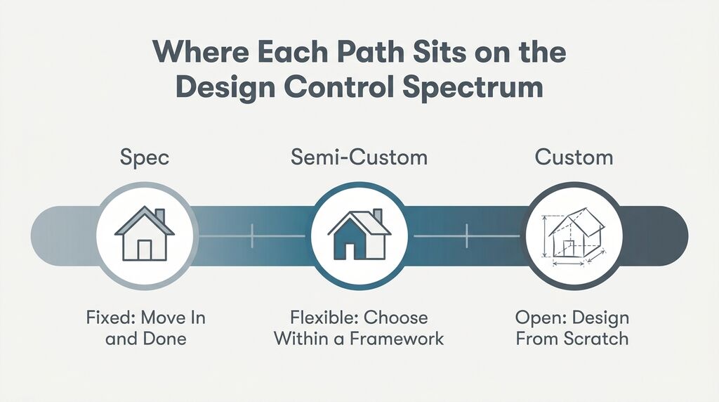 Spectrum graphic comparing design control across three home types