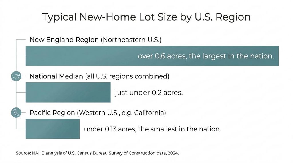Chart comparing new home lot sizes across U.S. regions